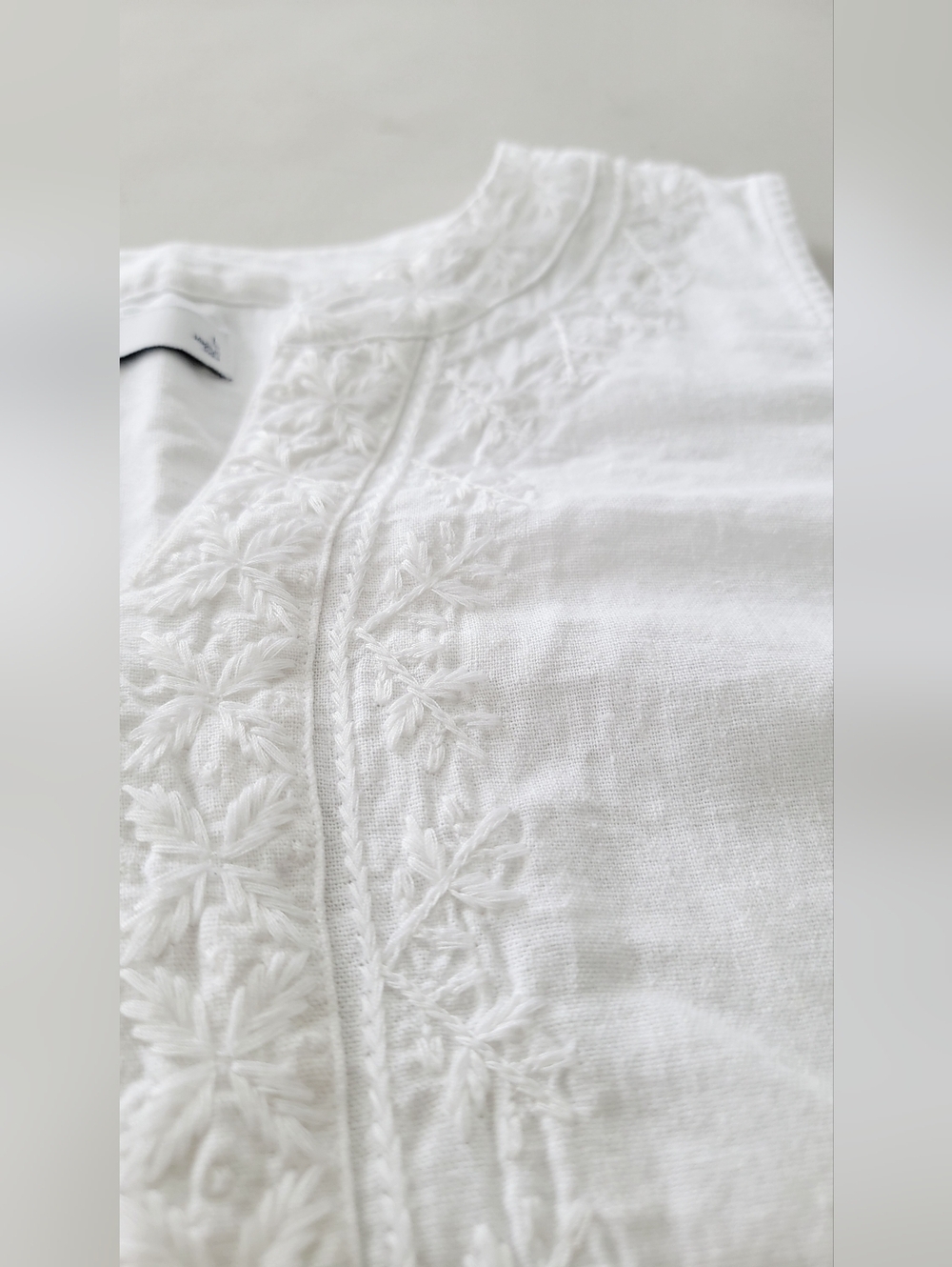 Croft & Barrow White Embroidered Linen Blend Tank Top Dress Size Large - Picture 6 of 9